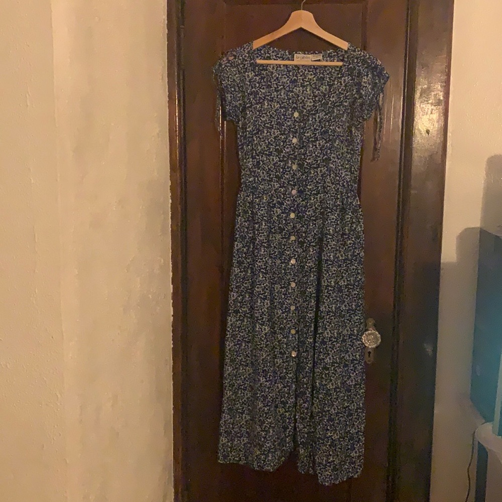 Vintage 90s style blue floral dress